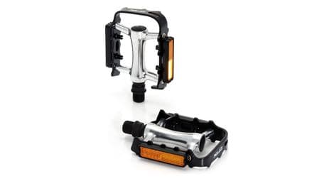 Paires de pedales plates xlc pd m04 aluminium noir argent