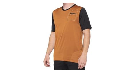 Maillot manches courtes 100 ridecamp terracota noir