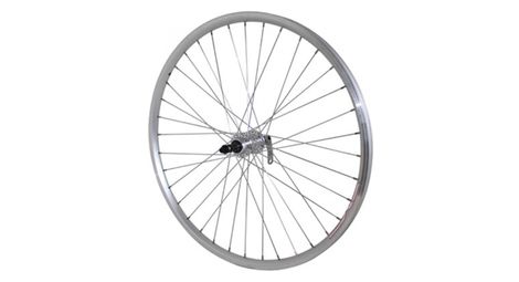 Roue vtt 26  er10 arriere argent double paroi moy alu blocage roue libre 7-6v.