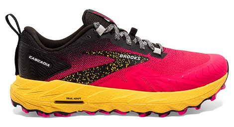 Brooks cascadia 17 pink yellow women's trail shoes 38.1/2