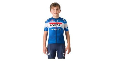 Kurzarmtrikot für kinder castelli aero kid soudal quick-step 2024 blau 6 jahre