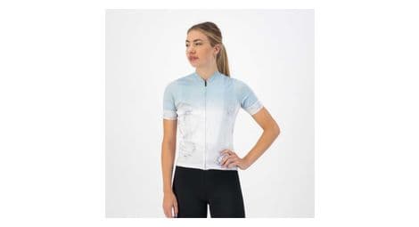 Maillot manches courtes velo rogelli marble - femme - blanc/gris/bleu