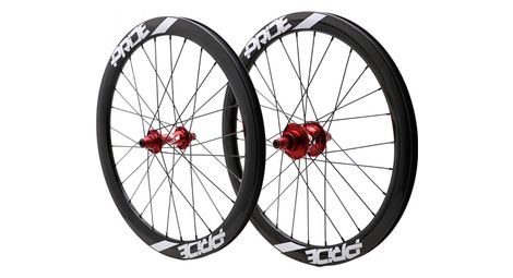 Paar pride gravity/control ud gloss carbon disc wheels 28h red hub