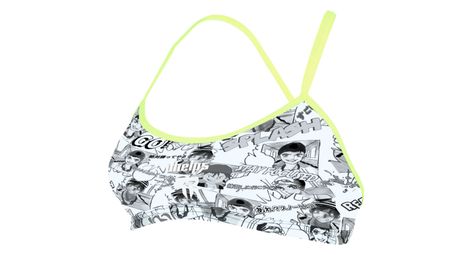 Michael phelps manga racing back / black / yellow top de traje de baño de 2 piezas para mujer