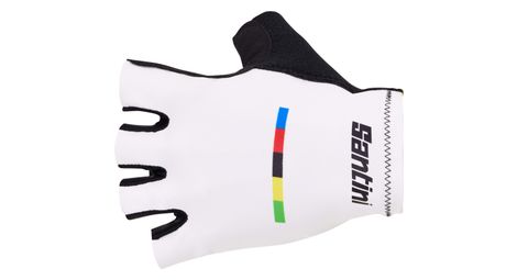 Gants Courts Unisexe Santini Championnats du Monde UCI Blanc