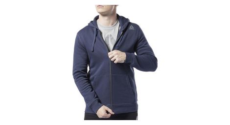 Sweat zippé bleu marine homme reebok te fleece