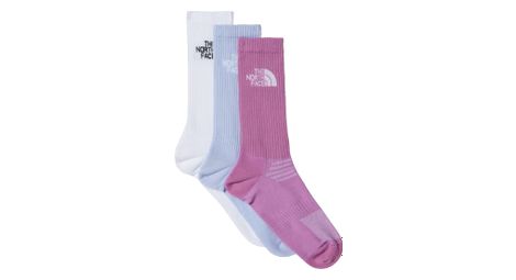 3 paires de chaussettes mi-mollet the north face multi sport blanc/bleu/violet (x3)