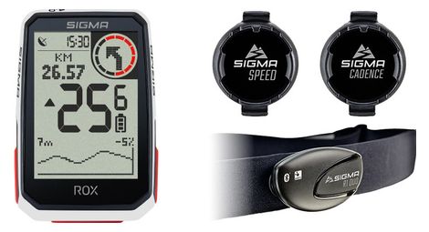 Compteur gps sigma rox 4.0 pack cadence vitesse cardio blanc