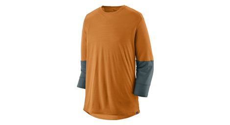 Maillot manches 3 4 patagonia merino bike marron