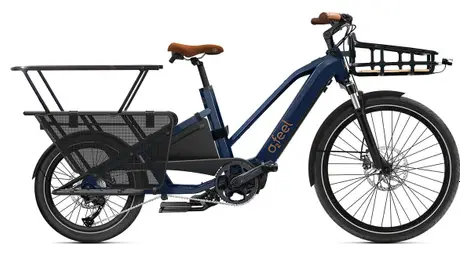 Longtail electric cargo bike o2 feel equo cargo boost 3.1 shimano altus 9v 432 wh 20/26'' bleu boréal  pack family unica / 160-190 cm