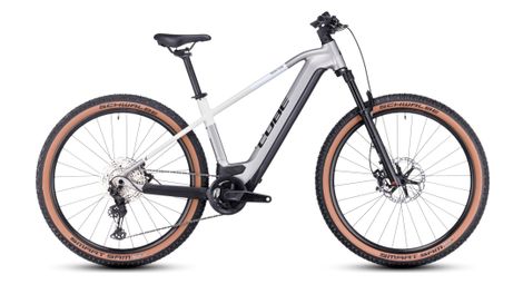 Vtt électrique semi-rigide cube reaction hybrid slt 750 shimano xt 12v 750 wh 27.5 argent blanc cream 2023