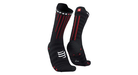 pair of compressport aero socks black red