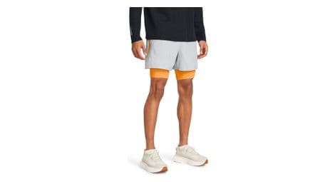 Short 2 en 1 under armour launch 5inch gris homme