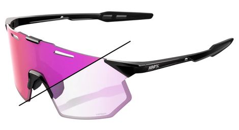Lunettes 100% Hypercraft SQ Gloss Black / Verres Purple Mirror Photochromic