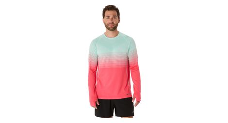 Maglia a maniche lunghe asics seamless rosso/verde uomo