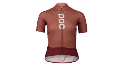 Maillot manches courtes femme poc essential road logo marron rouge