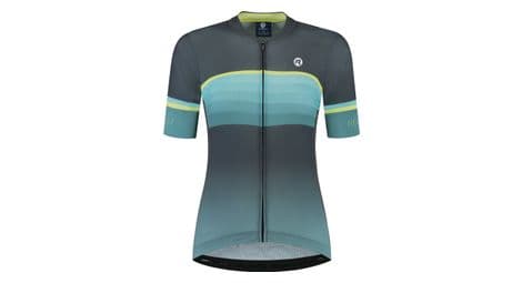 Maillot manches courtes velo rogelli impress ii - femme - menthe/gris/jaune