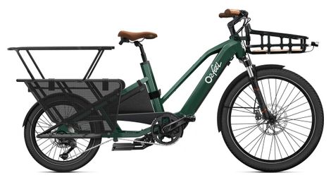 Bicicleta eléctrica de carga longtail o2 feel equo cargo power 4.2 shimano deore 10v 720 wh 20/26'' verde esmeralda  pack familia
