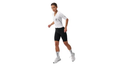 Traje de triatlón Compressport Aero Seamless blanco/negro para mujer