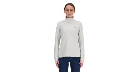 Haut 1/4 zip new balance sport essentials space dye gris femme