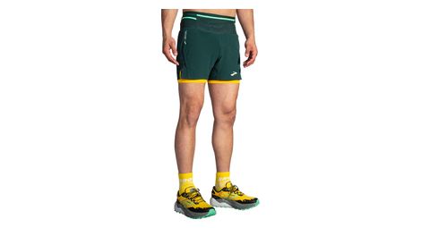 Short 2 en 1 brooks high point trail 5inch gris jaune homme