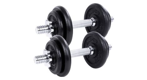 Lot de 2 haltères en fonte avec fermetures étoilées 20 kg fitness sport musculation