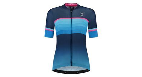 Maillot manches courtes velo rogelli impress ii - femme - bleu/rose/noir