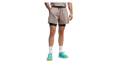 Short 2-en-1 Puma x Hyrox PwrMode Marron Homme