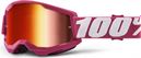 Maschera 100% STRATA 2 | Pink White Fletcher | Occhiali a specchio rossi