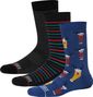 3 Pairs of Saxx Crew Gift Brewdolph Gent Stripe Black Socks