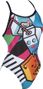 ARENA Damen Badeanzug Crazy Milkshake X Criss Cross Back Schwarz-Türkis
