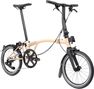Bicicleta plegable Brompton P-Line de 4 velocidades con manillar bajo, color Dune Sand