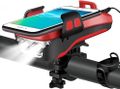 Phare 550 Lumen - Support téléphone vélo avec Powerbank - Rechargeable - avec klaxon