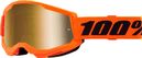 Maschera 100% Strata 2 Neon Orange/Lenti a specchio True Gold
