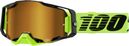 100% Armega Mask in Neon Yellow with Gold Mirror Lenses