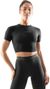 T-shirt crop top fitness manches courtes femme Sculpt Noir