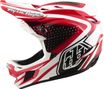 Casco integral Troy Lee Designs D4 de poliacrilito con Mips, modelo The Line, color rojo fuego/blanco
