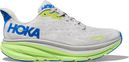 Chaussures Running Hoka Clifton 9 Large 2E Gris/Vert/Bleu Homme