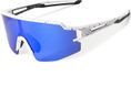 Cycling glasses polarized protection UV lenses bleus white