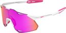 Gafas 100% Hypercraft XS en blanco mate/rosa con lentes HiPER® Vital Pink Mirror y lentes transparentes de regalo