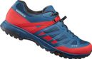 Paar Shimano ET500 MTB-Schuhe Blau / Rot