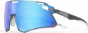 Lunettes de cyclisme légères- Gris transparent + lentille HD bleu glacier