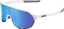 Lunettes 100% - S2 - Blanc Mat - Verres HiPER Miroir Bleu