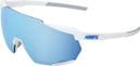 100% Racetrap 3.0 Brille - Mattweiß - Verspiegelte Gläser Mehrschichtig Blau Hiper