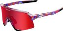100% S3 FDJ Sunglasses, Gloss Translucent Red/Blue Fire Red Mirror