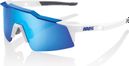 Lunettes 100% Speedcraft SL Blanc Mat / Miroir Hiper Bleu + Verre Transparent