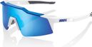 Lunettes 100% Speedcraft SL Blanc Mat / Miroir Hiper Bleu + Verre Transparent