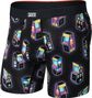 Saxx Vibe Xtra Soft Comfort Brief Fly Boxer Shorts, Black/Multicolor, Men