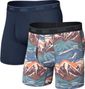 Saxx Quest Quick-Dry Mesh boxershorts, blauw/meerkleurig (set van 2)