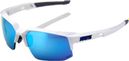 Lunettes 100% Speedcoupe Blanc Mat / Ecran Bleu Miroir